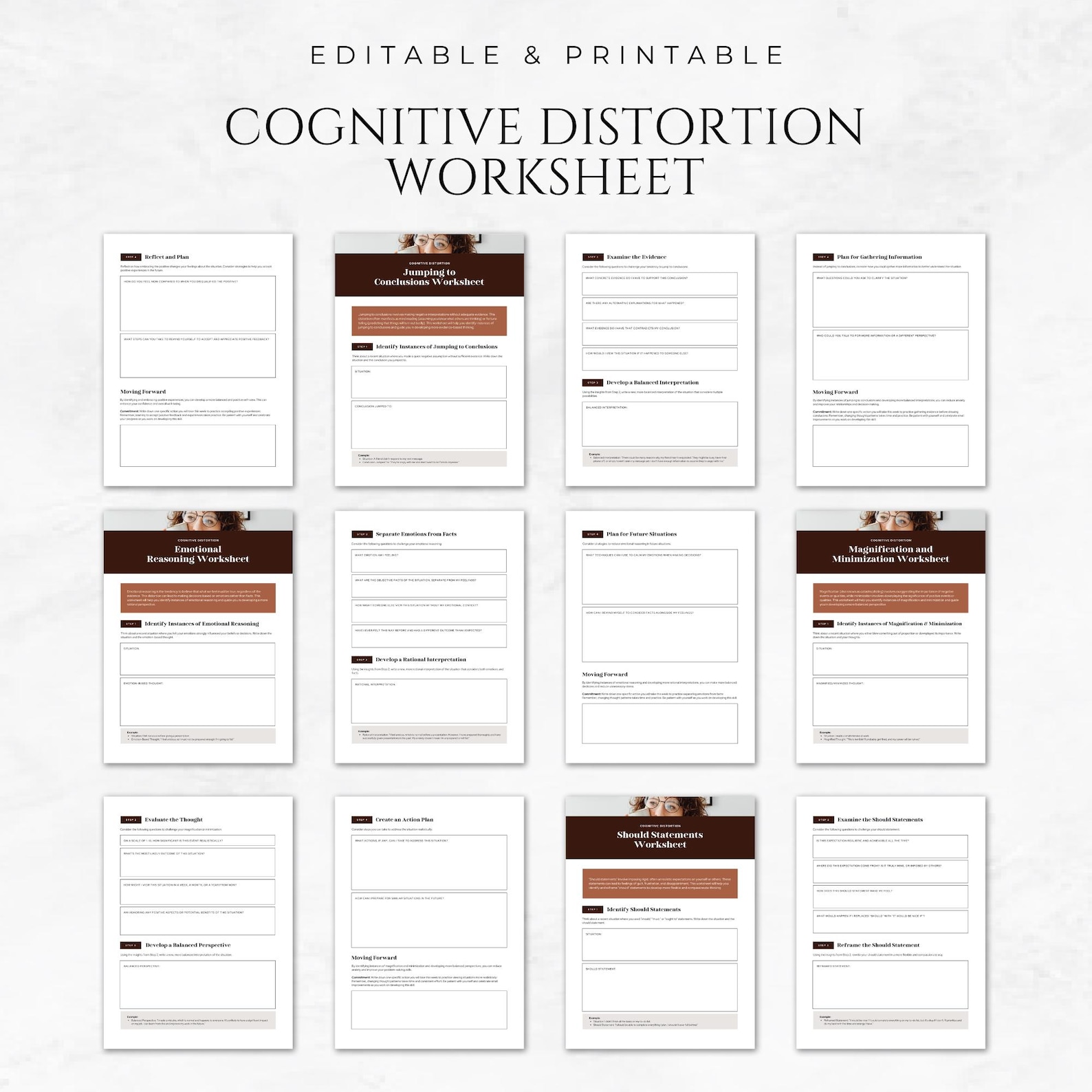 Cognitive Distortion Worksheet Template CBT Worksheet Cognitive ...