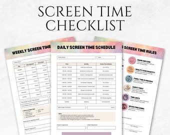 Sjabloon Screen Time Checklist Afdrukbare digitale detox-checklist Schermtijdplanner voor kinderen Screen Time Monitor Screen Time Schedule Tracker
