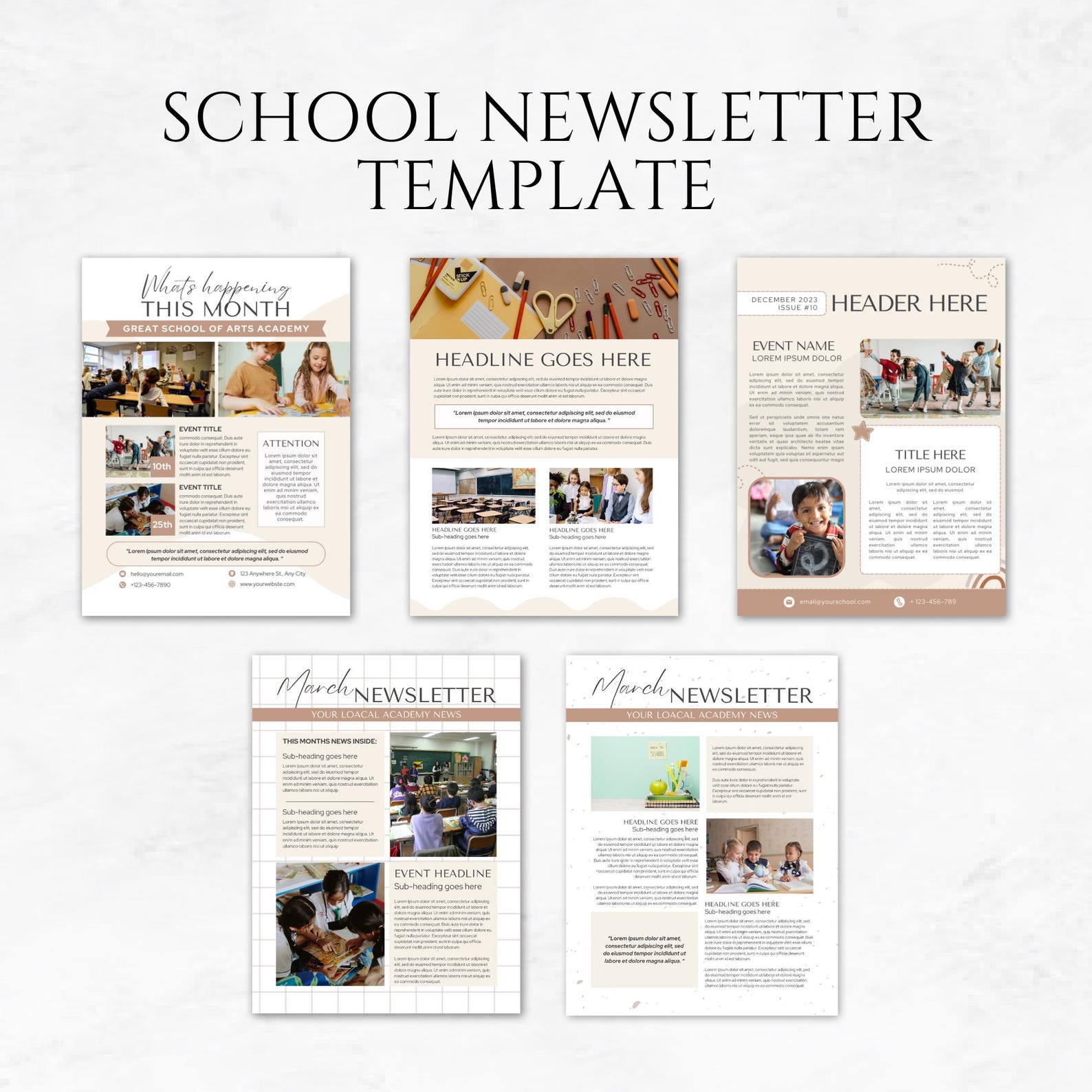 Newsletter Templates for School Printable School Newsletter Canva ...