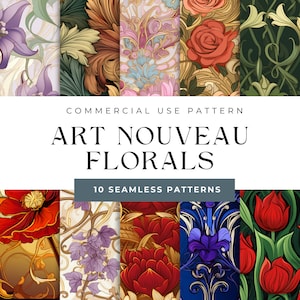 Motifs floraux Art nouveau sans couture Motifs numériques Motifs Art nouveau Motifs floraux vintage Motifs floraux vintage Motif botanique Motif vintage
