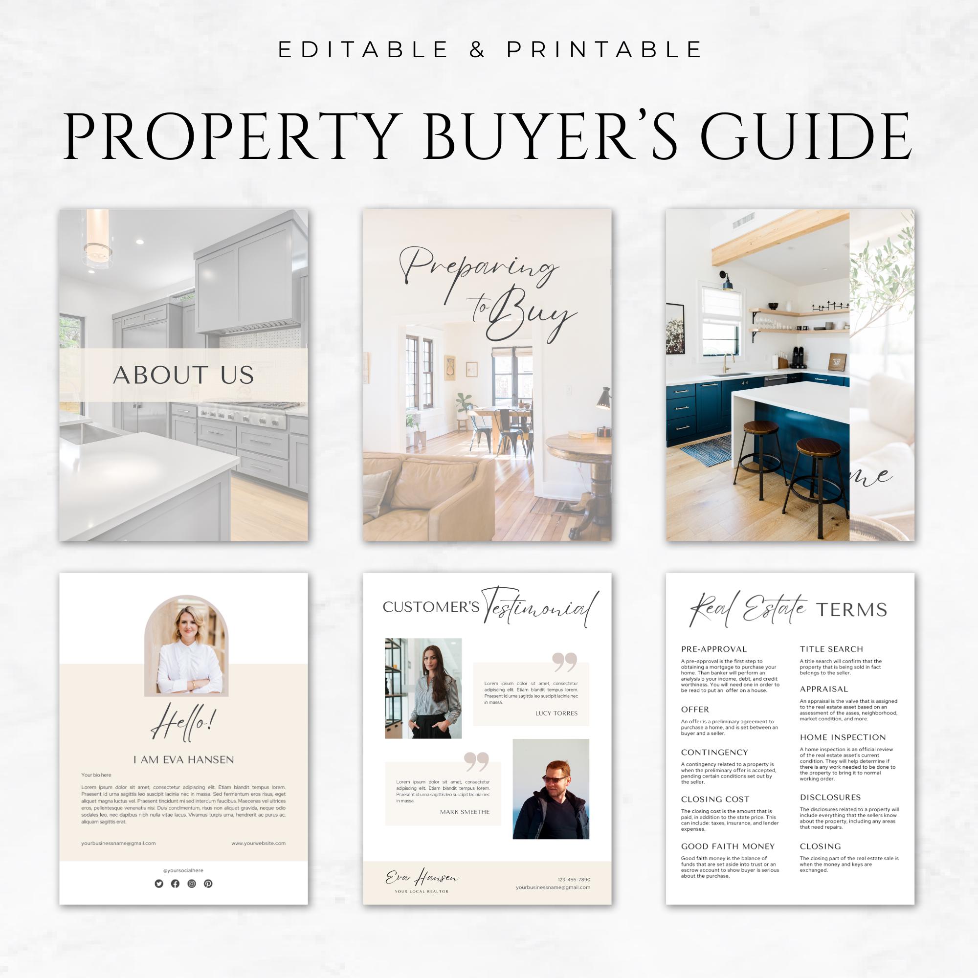 Property Buyer’s Guide Template Printable Real Estate Buyer Guide Home ...