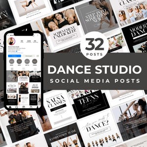 Dance Studio Instagram Post Templates Canva Dance Social Media Post Professional Dance Studio Templates Ballet Studio Graphics Dance Classes