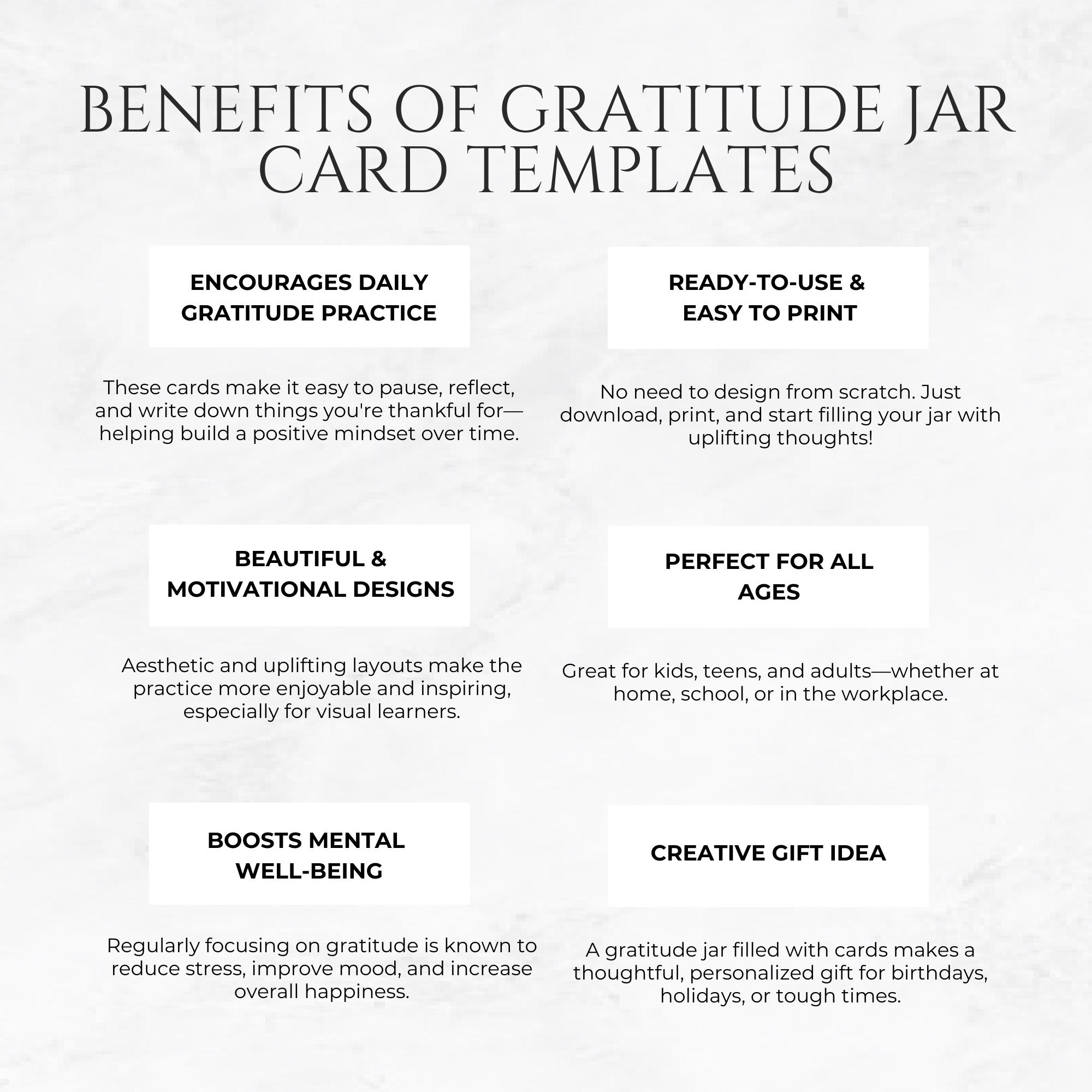 Gratitude Jar Card Template Printable Thankful Jar Cards Mindfulness ...
