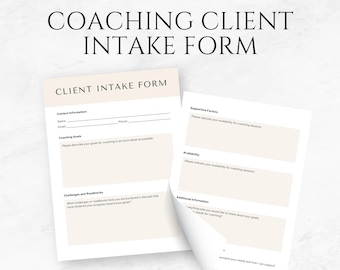 Coaching Klient Intake Form Vorlage Druckbares Life Coach Intake Form Business Coaching Form Klient Onboard-Formular Klient Willkommens-Formular