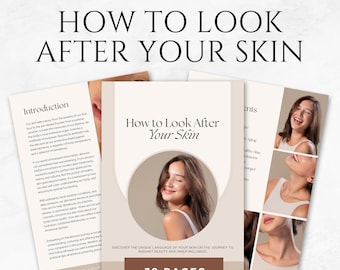 Plantilla Canva para cuidar tu piel, ebook de rutina de cuidado de la piel, coach de cuidado de la piel, guía imprimible de autocuidado facial para influencers de belleza.