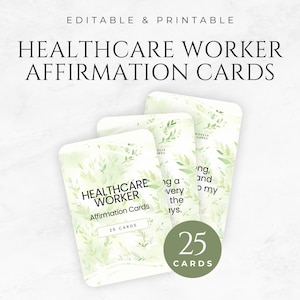 Healthcare Worker Affirmation Cards Template Printable Nurse Affirmation Cards Medical Worker Gift Self-care for Nurses Burnout Recovery