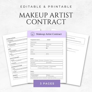 Makeup Artist Contract Freelance Makeup Artist Professional Makeup Contract Legal Template for Makeup Artist Client Service Agreement Canva