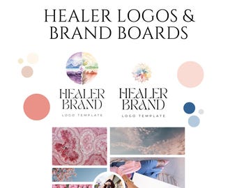 Healer Logos & Brand Boards Spiritual Wellness Reiki Holistic Energy Healing Logo Crystal Healing Logo Meditation Logo Yoga Logo Chakra Logo