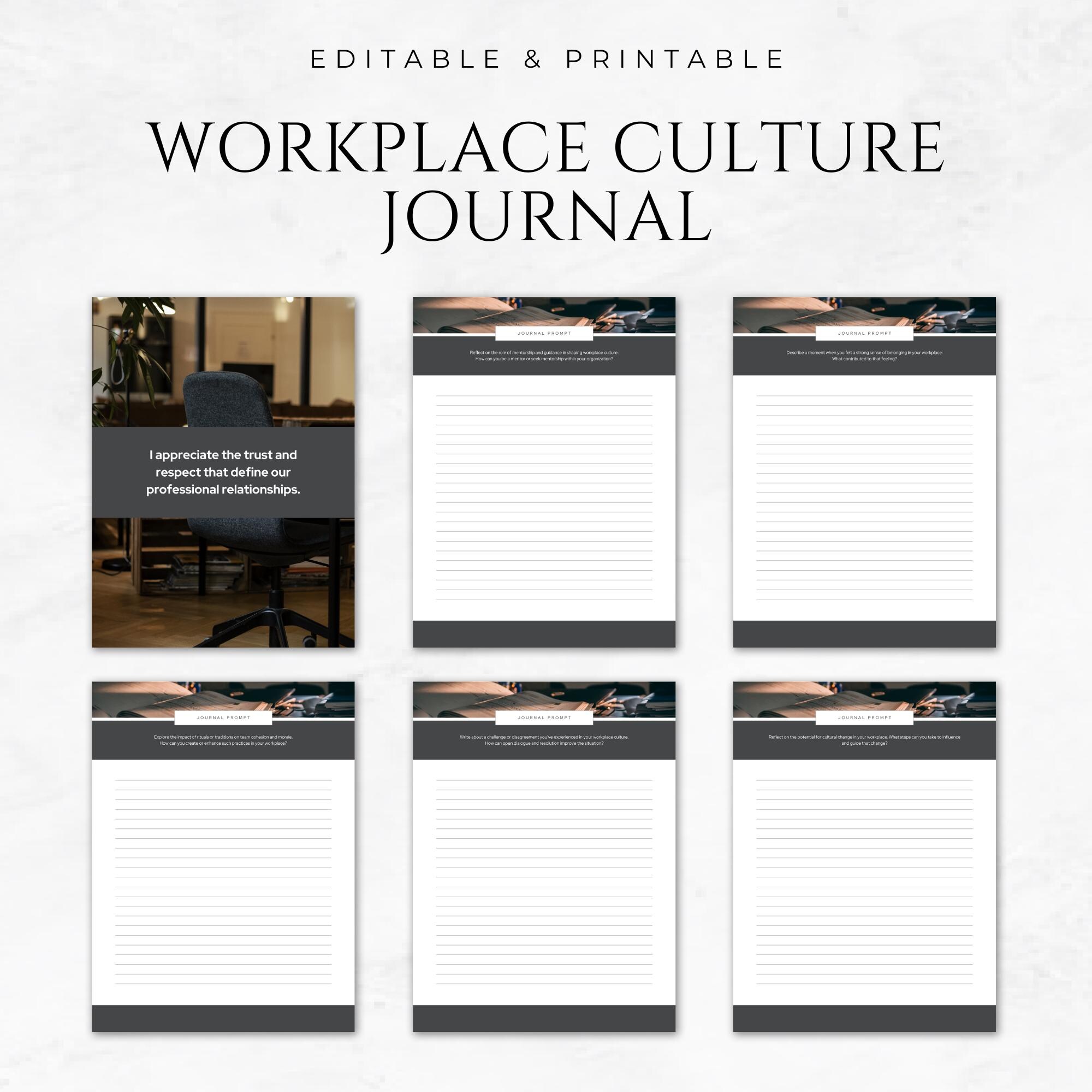 Workplace Culture Journal Template Printable Team Building Journal ...