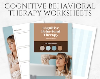 Kognitive Verhaltenstherapie Arbeitsblätter Vorlage Druckbare CBT Arbeitsblätter Canva Mental Gesundheit Journal Bearbeitbare Therapie Arbeitsmappe für Trainer
