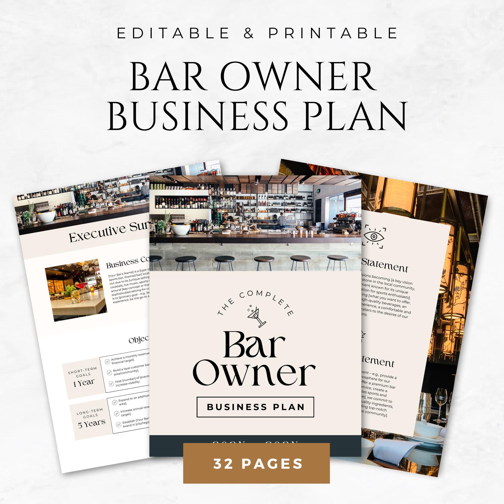 Bar Owner Business Plan Canva Template Bar Startup Plan
