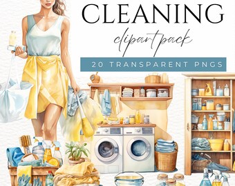 Cleaning Clipart Housekeeping Clipart Maid Janitor Cleaning Lady Clipart Cleaning Supplies Vacuum Cleaner Laundry House Cleaning Icons PNG