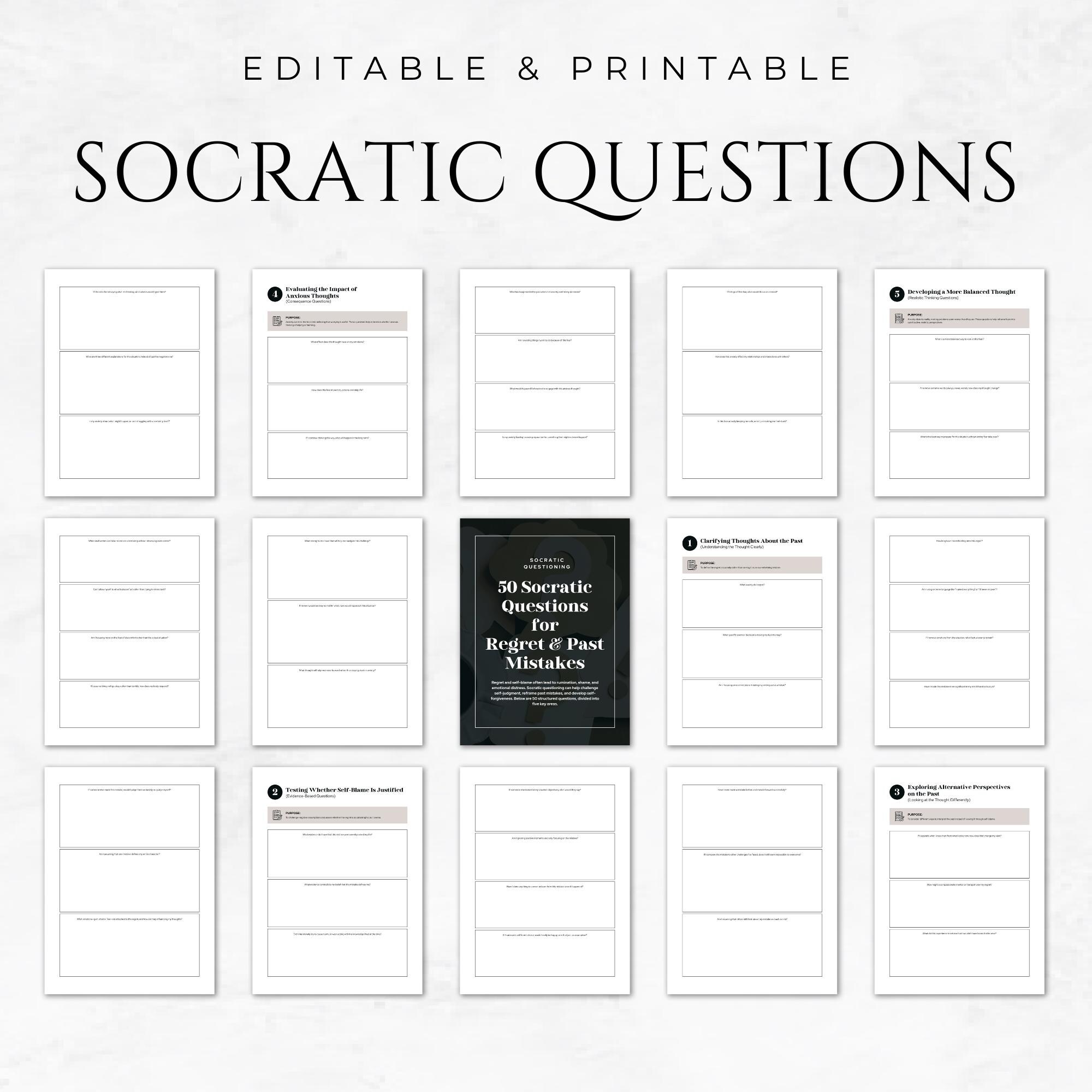 Socratic Questions Worksheets Template Printable Therapy Worksheet ...