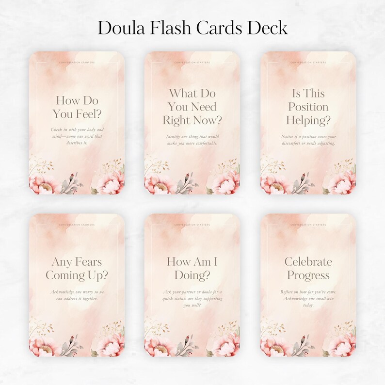 Doula Flashcards Template Printable Editable Canva Cards for Birth Education, Prenatal Client Support, Postpartum & Childbirth Prep Toolkit image 6