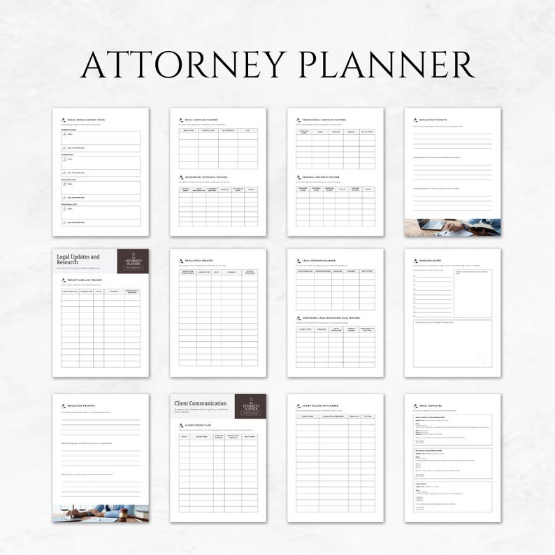 Attorney Planner Template Printable Lawyer Planner Law Office Planner ...