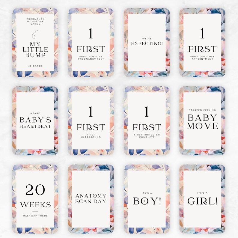 Pregnancy Milestone Cards Editable Pregnancy Milestone Digital Cards ...