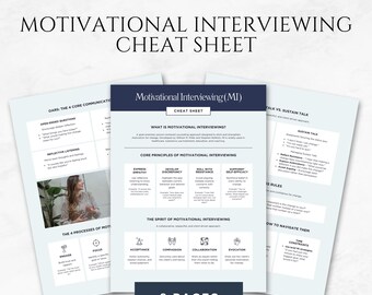 Motivational Interviewing Cheat Sheet Template Printable MI Cheat Sheet Therapy Reference Sheet Counseling Therapist Guide Mental Health