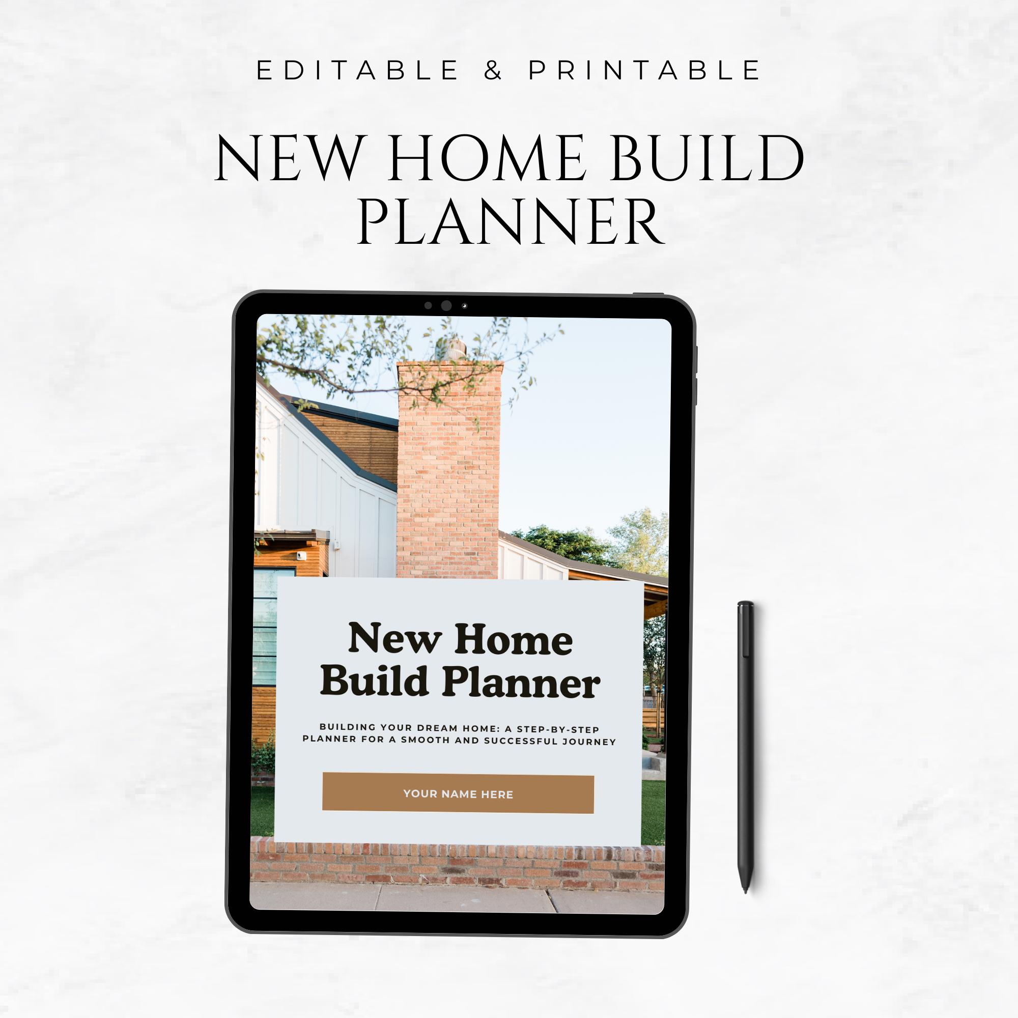 New Home Build Planner Template Editable Construction Budget Planner ...