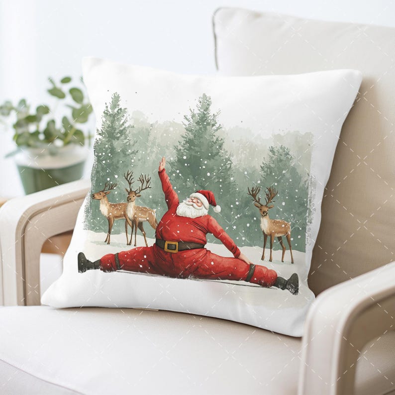 Stretch Santa Santa Doing Split Clipart Yoga Santa Clipart Pilates Santa Art Funny ...