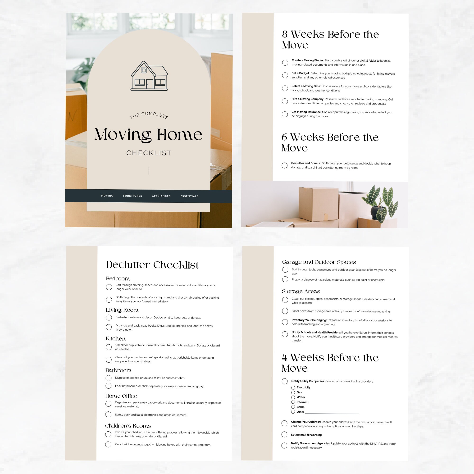 Moving Home Checklist Editable Canva Template, Moving Out Checklist