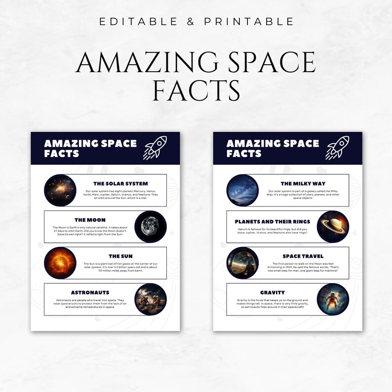 Attività a tema spaziale, materiale stampabile sul sistema solare, attività spaziali per bambini, pagine da colorare sullo spazio, ricerca di parole sullo spazio, cruciverba sullo spazio, curiosità sullo spazio immagine 2