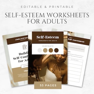 Self-Esteem Worksheets for Adults Self-Confidence Building Self-Care Worksheets Mindset Worksheet Self-Esteem Activities Self-Help Worksheet