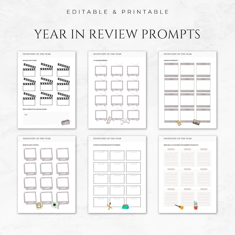 Year in Review Journal Prompts Template Printable Yearly Reflection ...