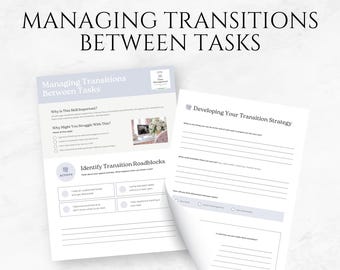 Managing Transitions Between Tasks Template Canva Task Planner Productivity Tracker Time Blocking Sheet Work Focus Planner Workflow Guide