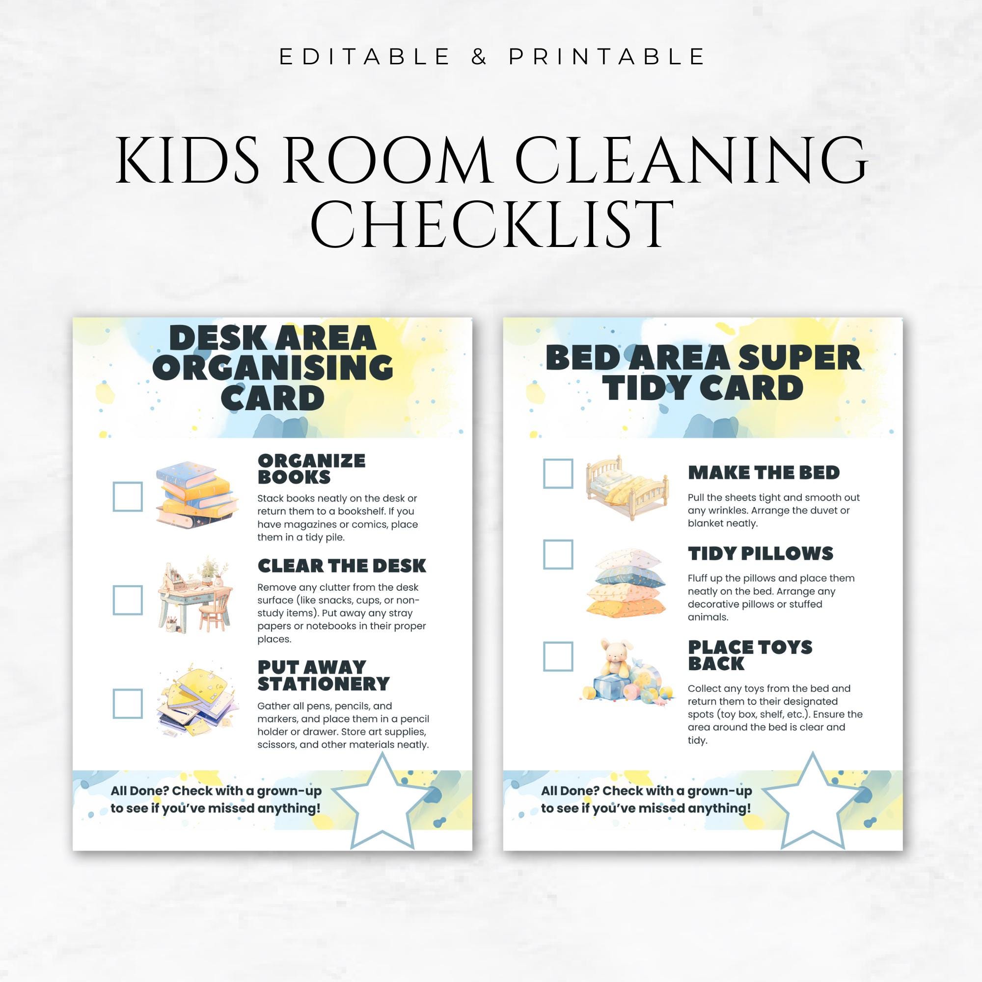Kids Room Cleaning Checklist Template Printable Children’s Chore Chart ...