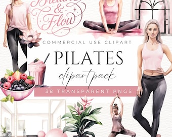 Pilates Clipart Fitness Clipart Female Workout Clipart Yoga and Pilates Illustrations Pilates Girl Clipart Pilates Poses Healthy Lifestyle