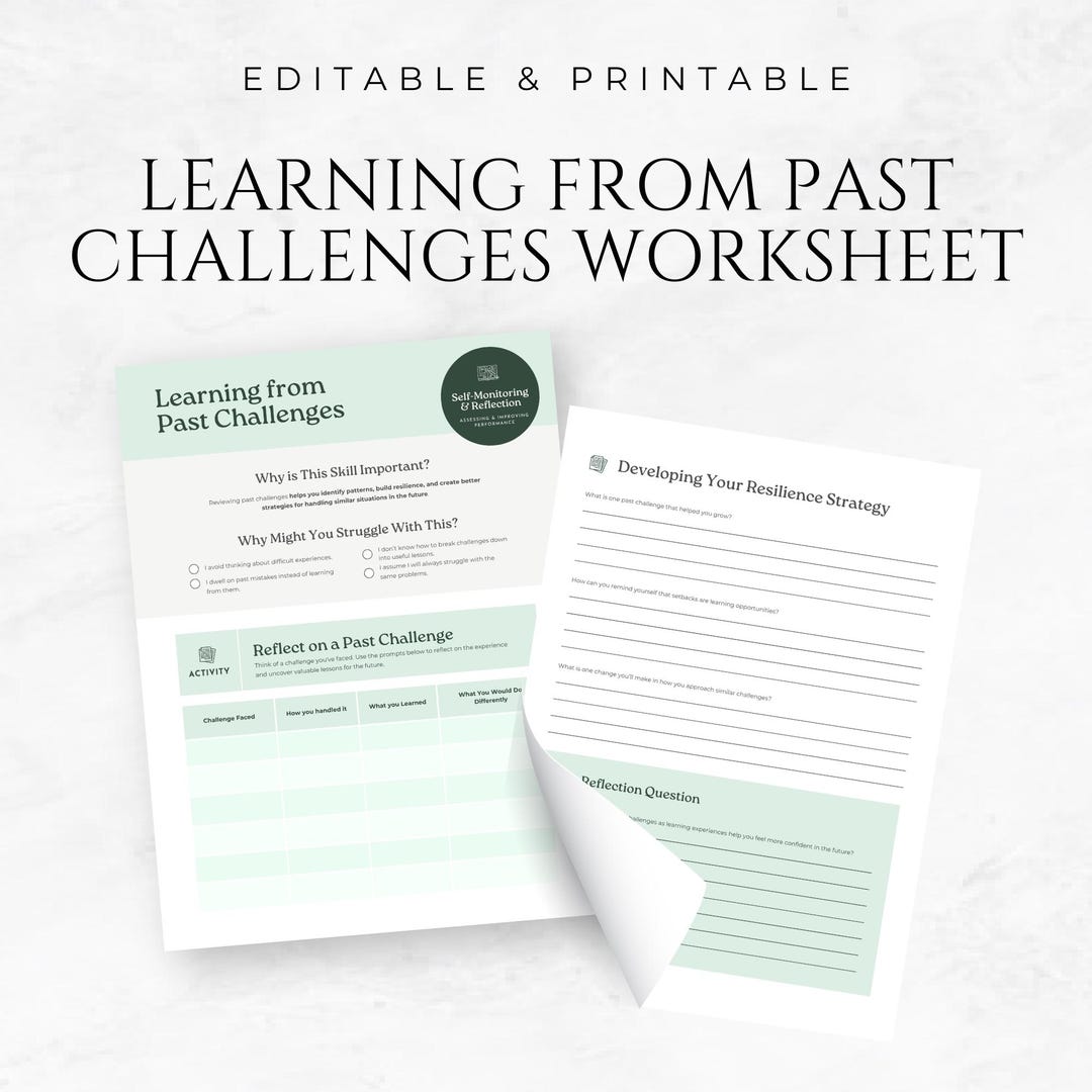 Learning From Past Challenges Worksheet Canva Template Reflection ...