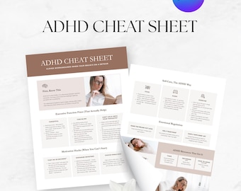 ADHD Cheat Sheet Canva Template Editable ADHD Strategy Guide Printable ADHD Tips and Tricks Sheet adhd Resource for Coaches and Therapists