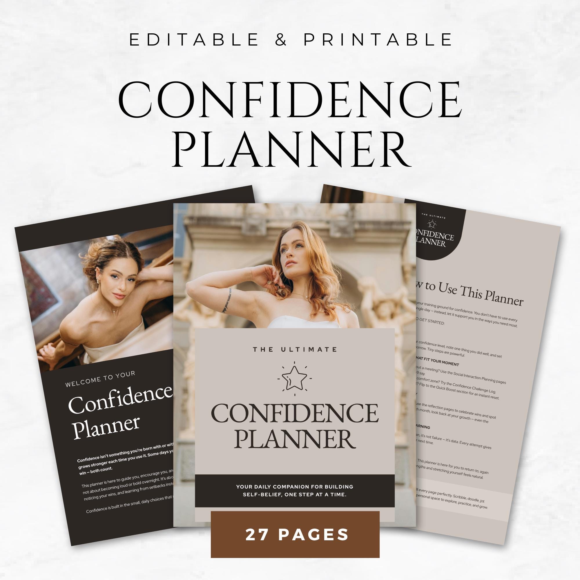 Confidence Planner Canva Template Editable Mindset Journal for Self ...