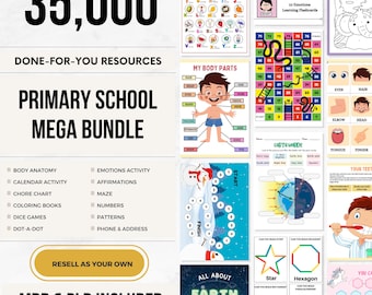 35,000+ Educational Resources for Primary School Bundle with PLR & MRR Rights - Instant Download - FREE 900+ Kids Canva Templates Included