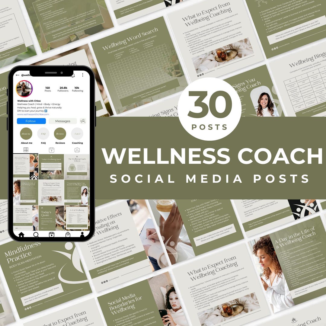 Wellness Coach Instagram Posts Templates Wellness Templates Holistic ...