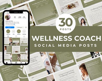 Wellnesscoach Instagram-postssjablonen Wellnesssjablonen Holistische coachsjablonen Wellness en holistische gezondheid Social media-brandingkit