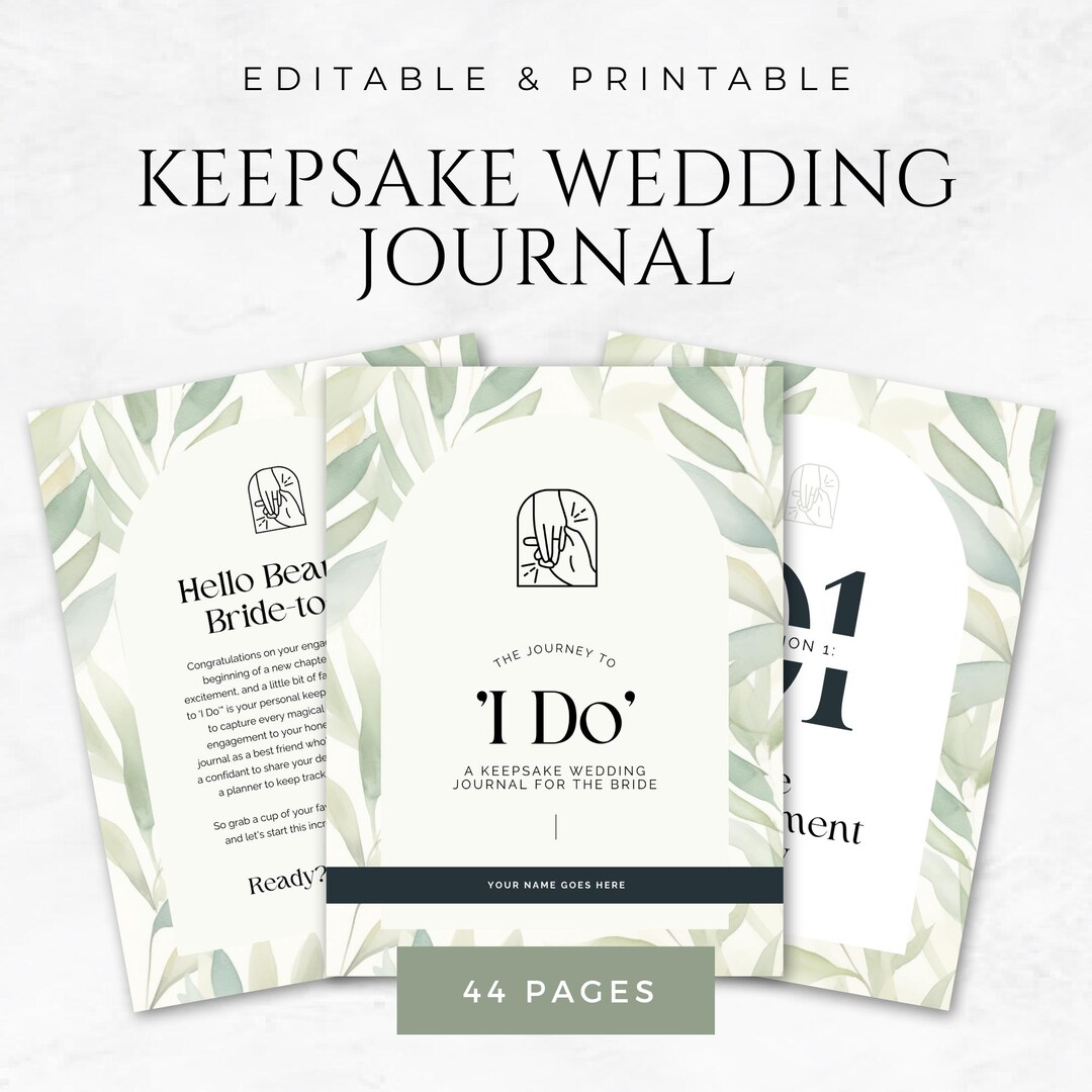 Wedding Keepsake Journal Template Printable Wedding Memory Book Wedding ...
