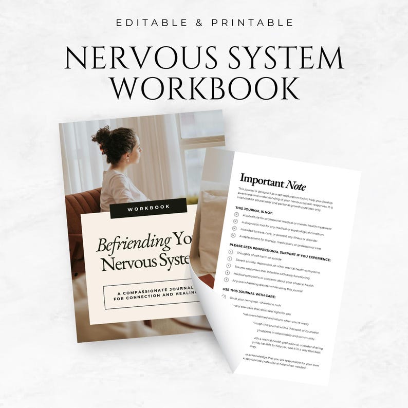 Nervous System Workbook Canva Template Somatic Healing Journal Template ...