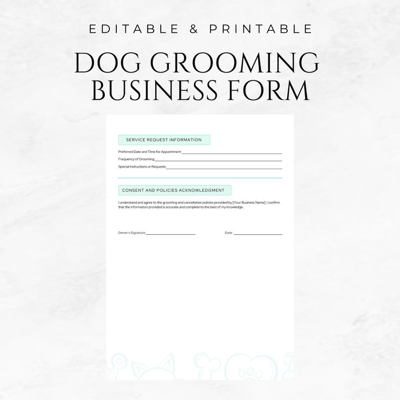 Dog Grooming Business Form Pet Owner Information Form Pet Information ...