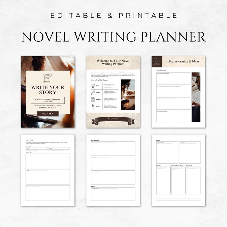 Novel Writing Planner Template Printable Character Development Author ...