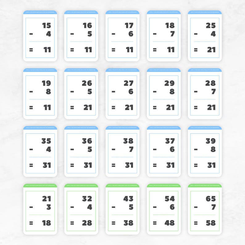 Subtraction Flash Cards Template Printable Math Flash Cards Math ...