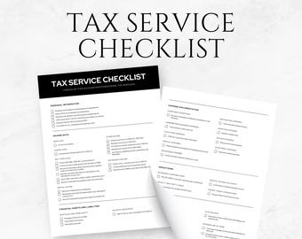 Tax Service Checklist Template Printable Tax Preparation Small Business Taxes Organizer Income Tax Planner Self-Employed Taxes Tracker Guide
