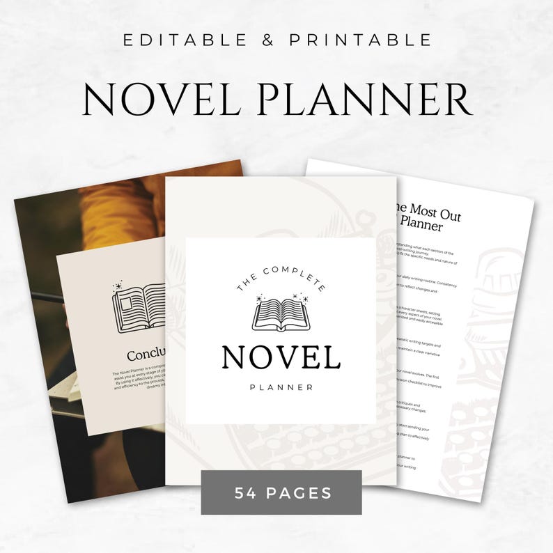 Novel Planner Template Editable Canva Writer Planner Book Planning ...