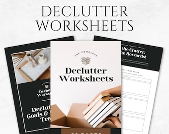 Plantilla de hojas de trabajo para ordenar Planificador de organización del hogar imprimible Lista de verificación para ordenar Guía para ordenar el hogar Seguimiento del desafío de ordenar