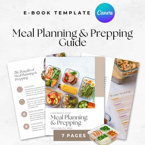 Modèle de guide de planification et de préparation de repas Guide de préparation de repas imprimable Coach en nutrition Planificateur de repas hebdomadaire Cahier de préparation des aliments Planificateur d'épicerie