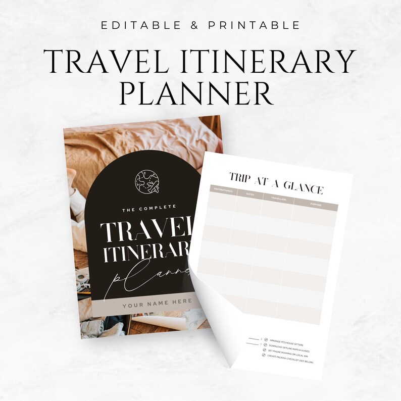 Travel Itinerary Planner Template Printable Trip Planner Vacation ...