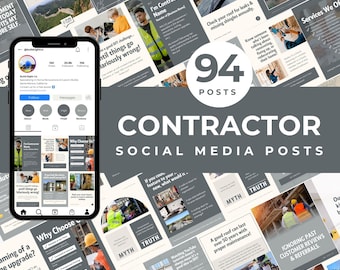 Contractor Instagram Posts Templates Construction Business Templates Contractor Marketing Posts Builder Social Media Renovation Business