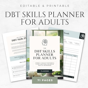 DBT Skills Planner for Adults Template Canva Emotional Regulation Planner for Adults Printable DBT Worksheet for Therapists DBT Journal