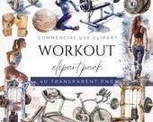 Workout Clipart Sporty Girl Clipart Gym Exercise Clipart Dumbbell Clipart Active Lifestyle Health and Fitness Clipart Weightlifting Running