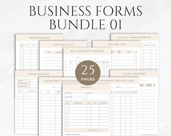 Business Forms Bundle Templates Printable Invoice Templates Financial Forms Income Tracker Bills Tracker Appointment Forms Application Form